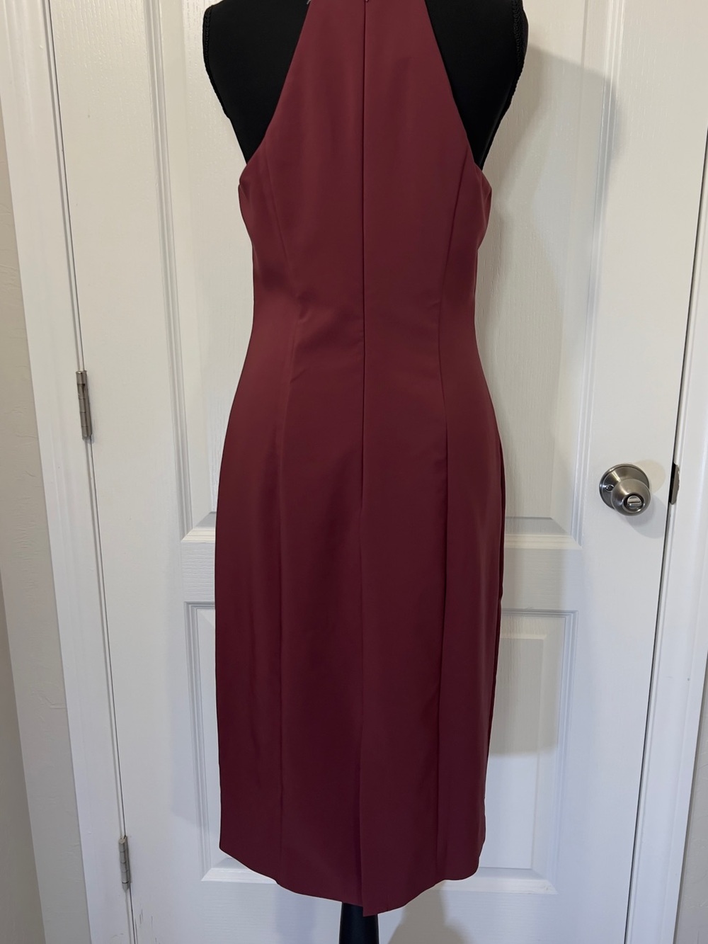 NWT! Anthropologie Halter Cutout Slim Midi Dress. M. Burgundy Retails for $168 - Picture 7 of 14